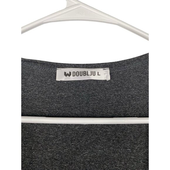 Womens DoubleJU Dark Gray Open Front Cardigan Double Front Pocket Large - Picture 3 of 3